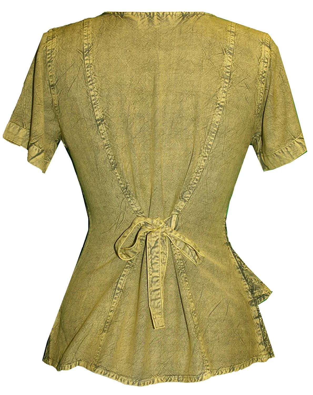 118 B Medieval Renaissance Gypsy Ruffle Cross Blouse