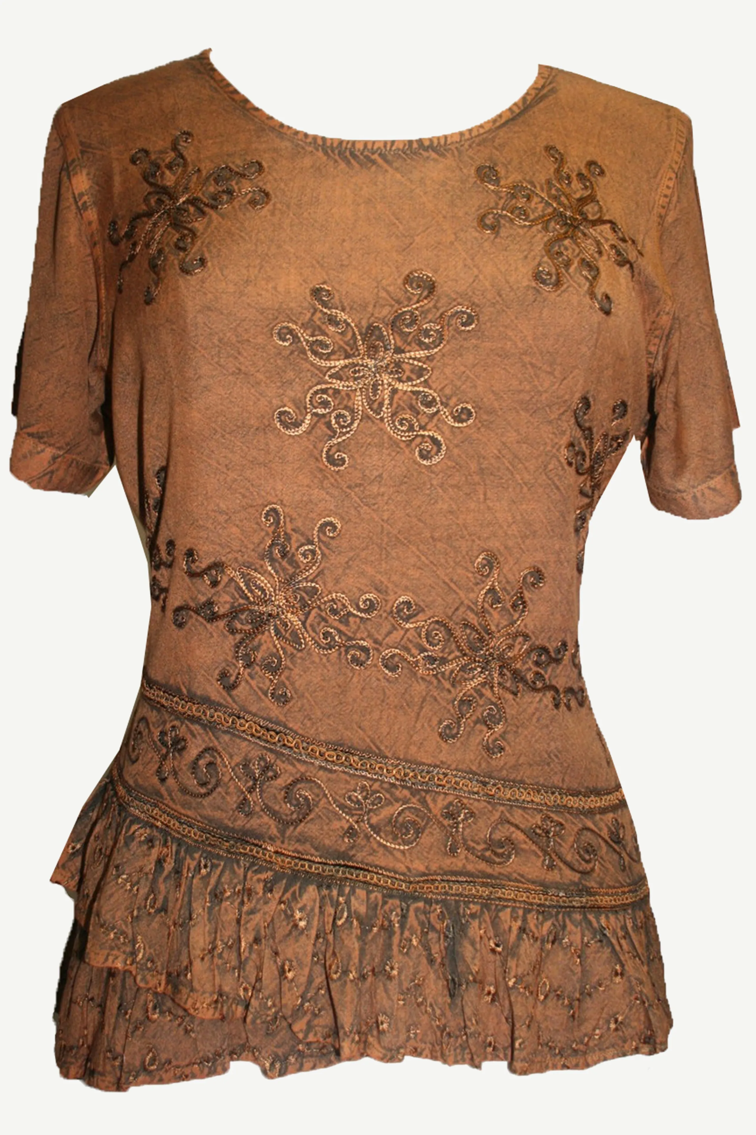 118 B Medieval Renaissance Gypsy Ruffle Cross Blouse