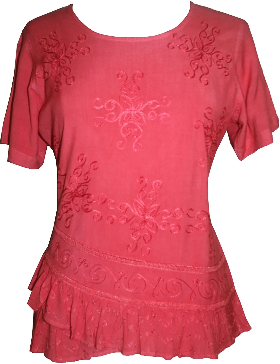 118 B Medieval Renaissance Gypsy Ruffle Cross Blouse
