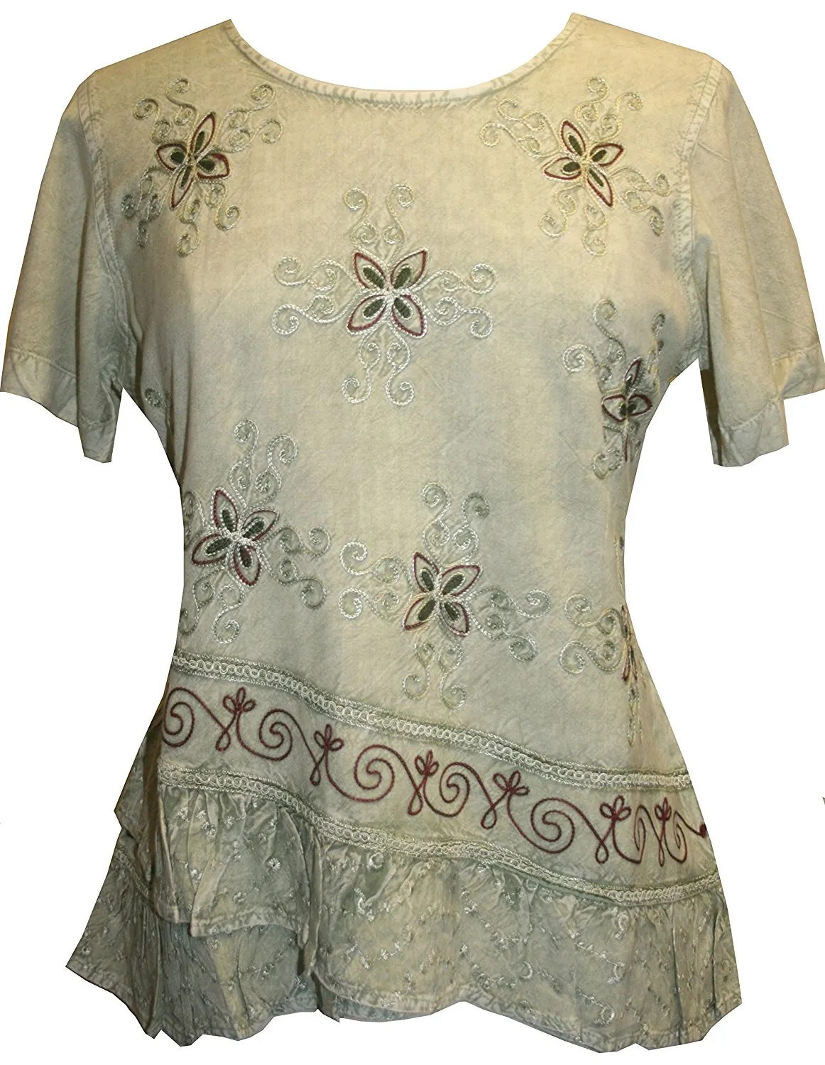 118 B Medieval Renaissance Gypsy Ruffle Cross Blouse