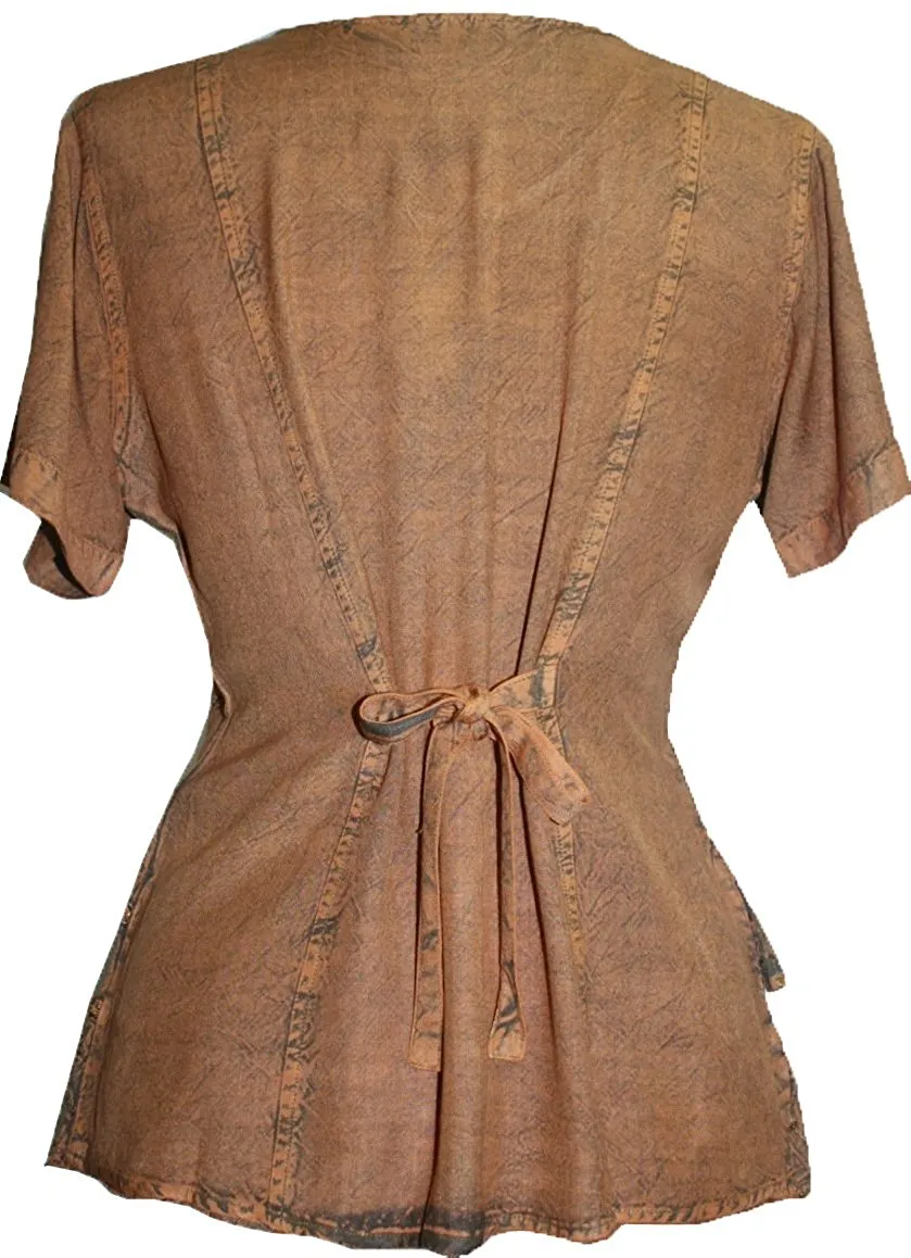 118 B Medieval Renaissance Gypsy Ruffle Cross Blouse