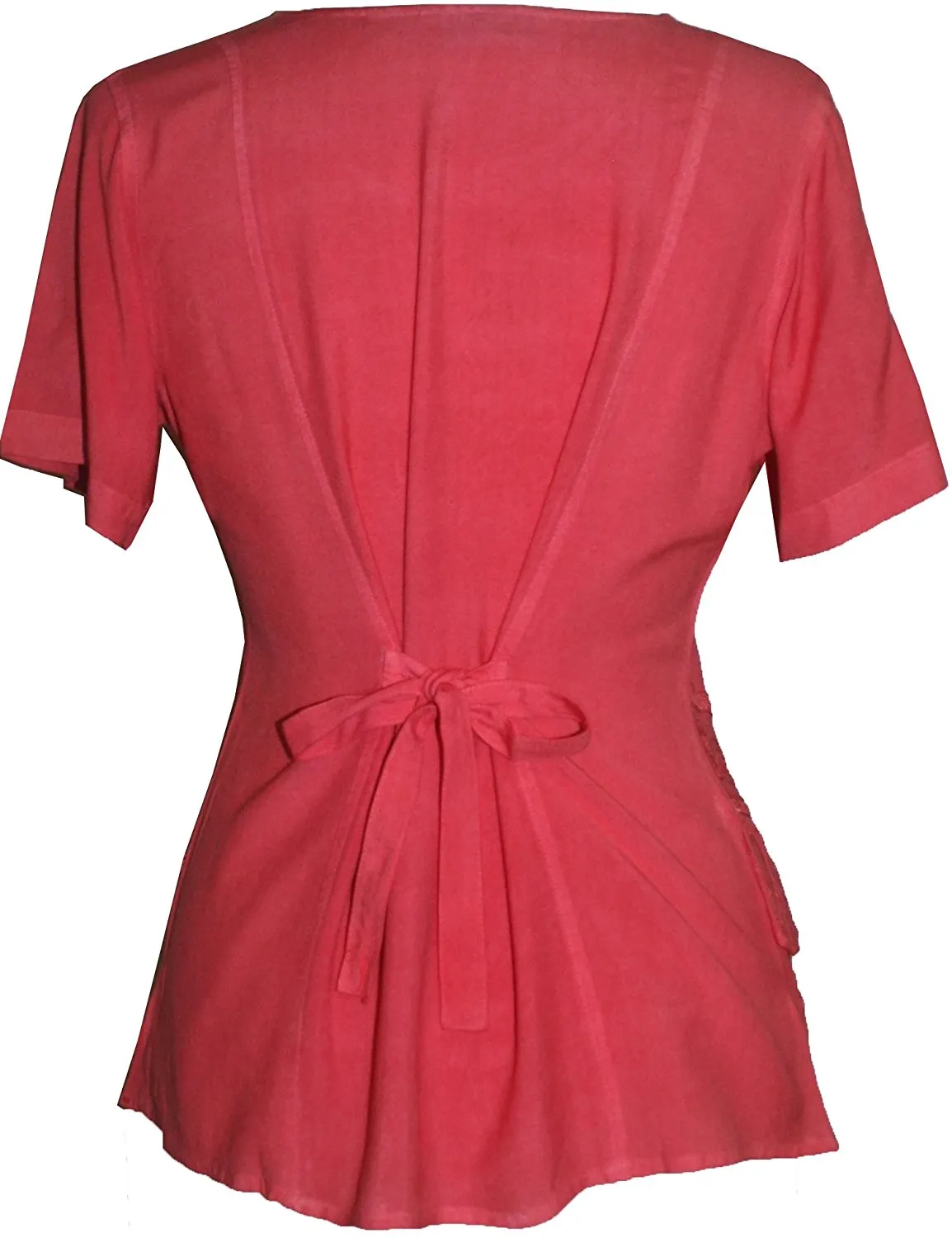 118 B Medieval Renaissance Gypsy Ruffle Cross Blouse
