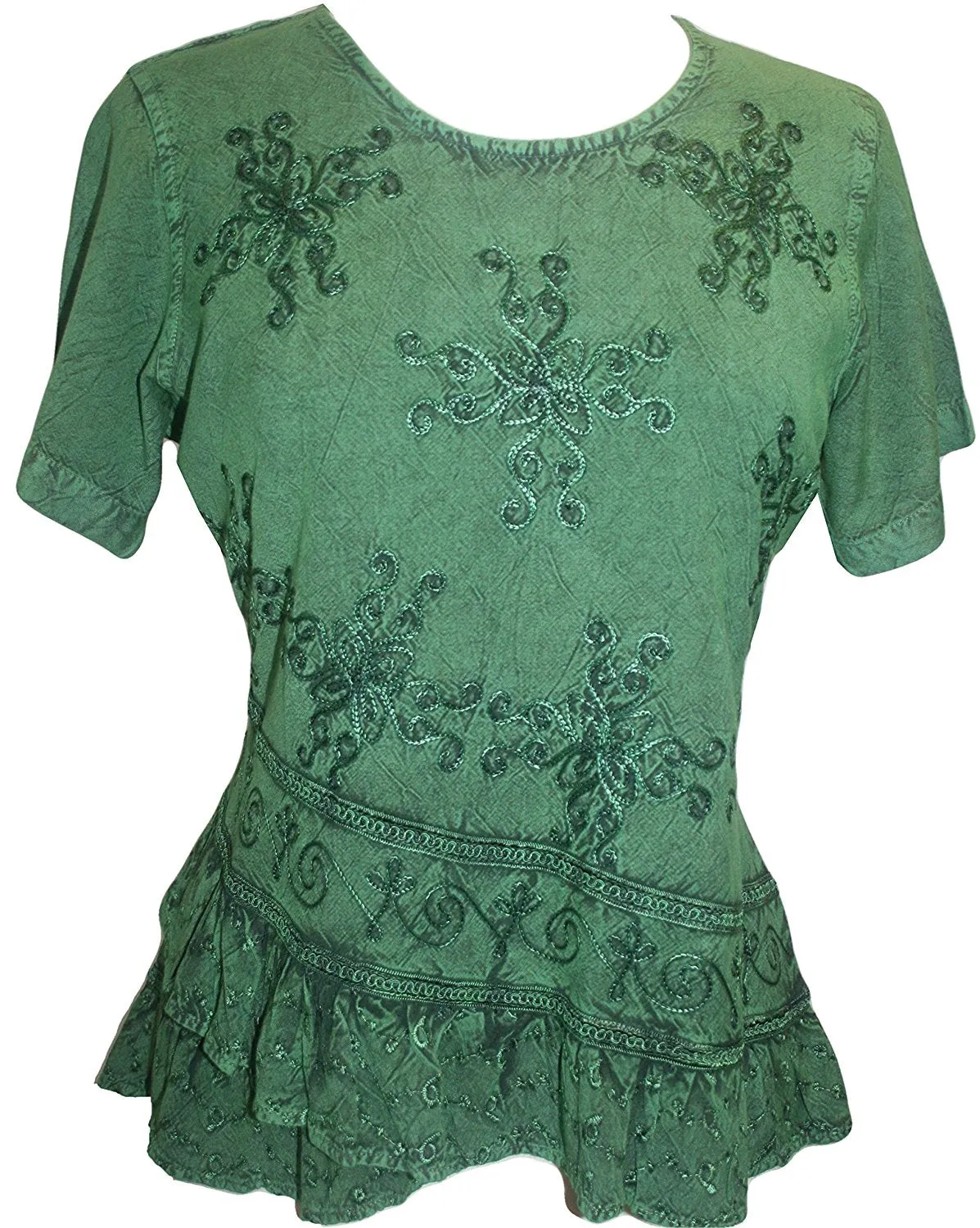118 B Medieval Renaissance Gypsy Ruffle Cross Blouse