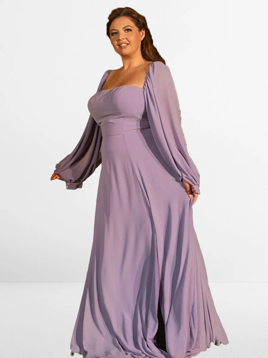 2025 Lavender Purple Plus Size Bridesmaid Dresses Removable Long Sleeves