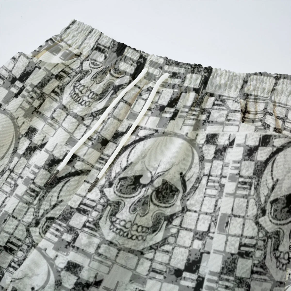 All-Over Print Unisex Straight Casual Pants | 245GSM Cotton black, and white skull  print