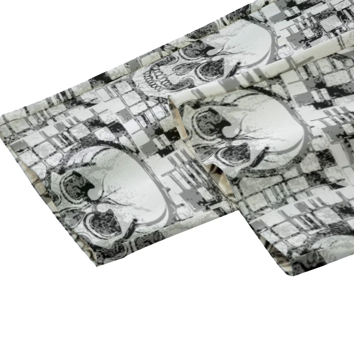 All-Over Print Unisex Straight Casual Pants | 245GSM Cotton black, and white skull  print