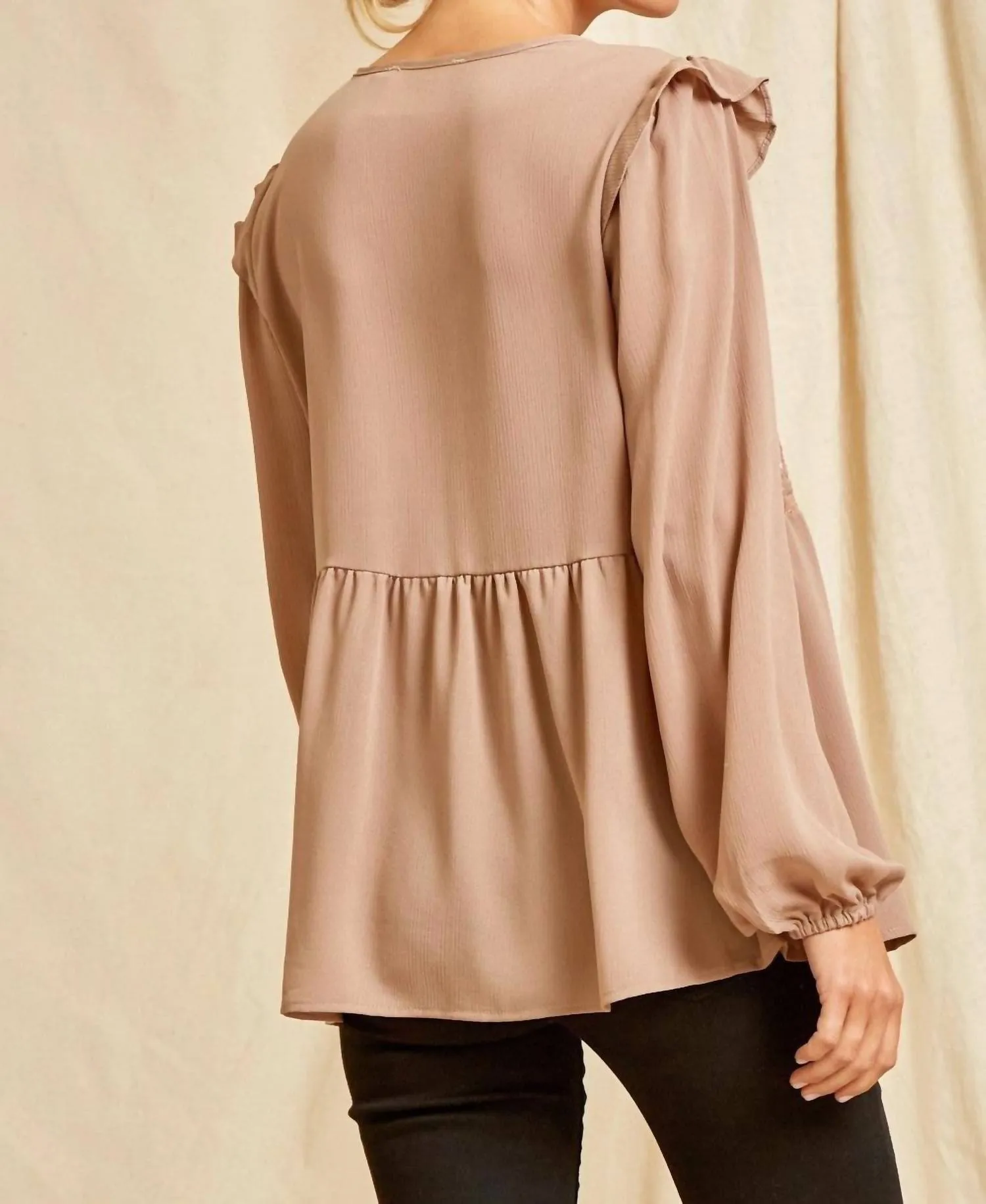 Andree By Unit - Embroidered Babydoll Ruffle Top