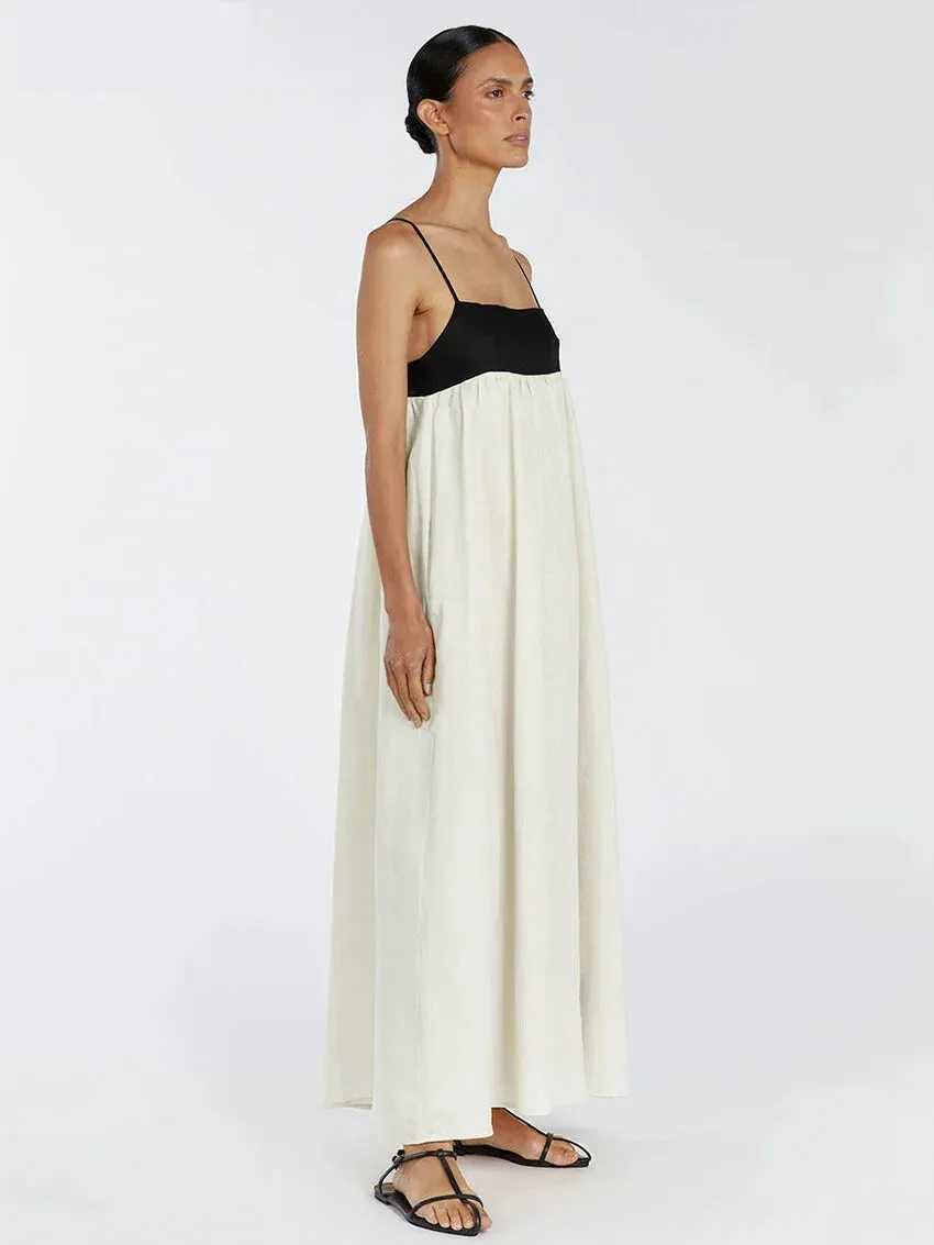 Bi-Color Maxi Dress with Minimalist Design
