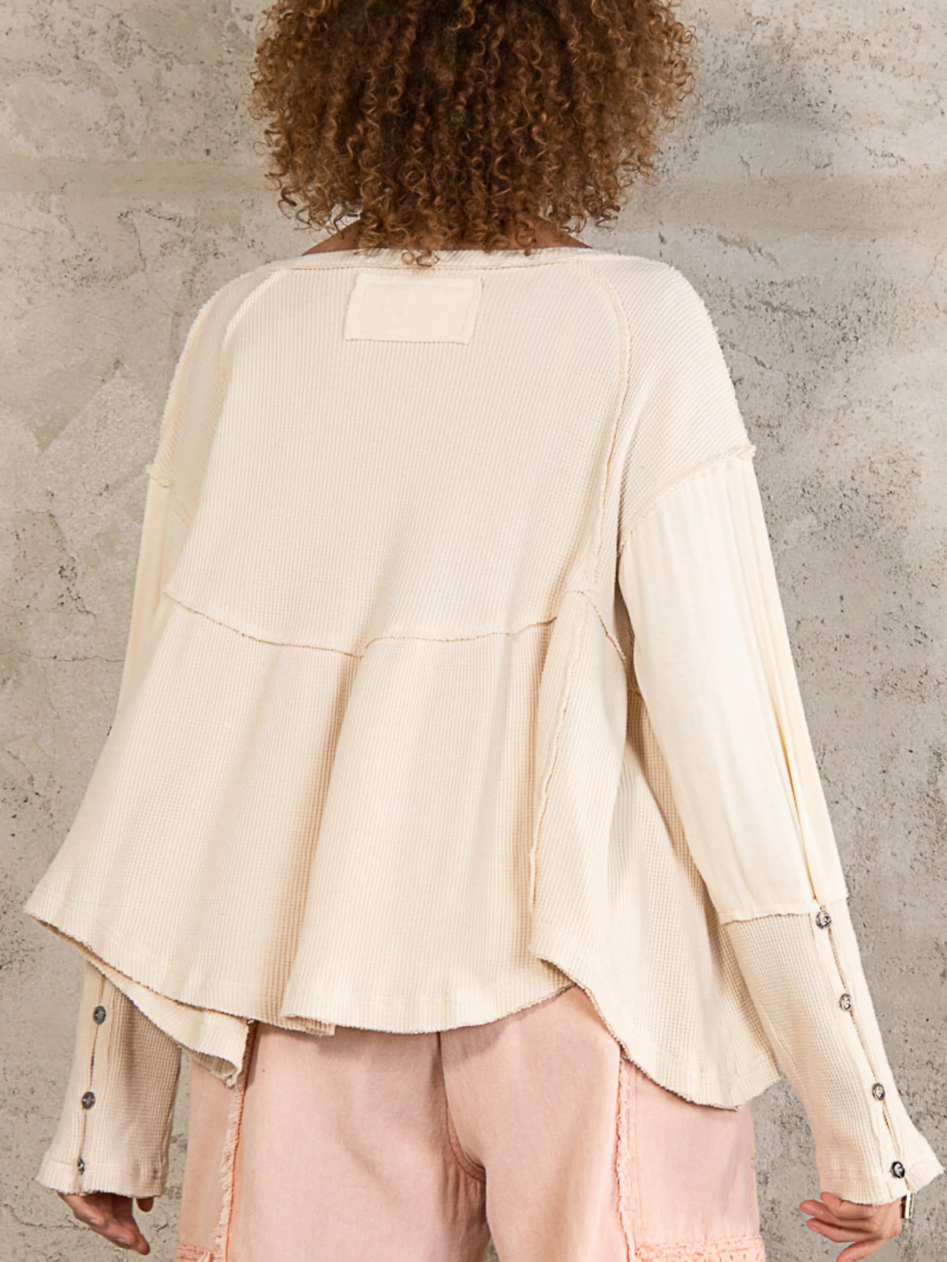 Button Detail Long Sleeve Top