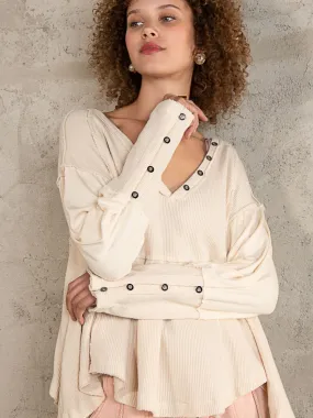 Button Detail Long Sleeve Top