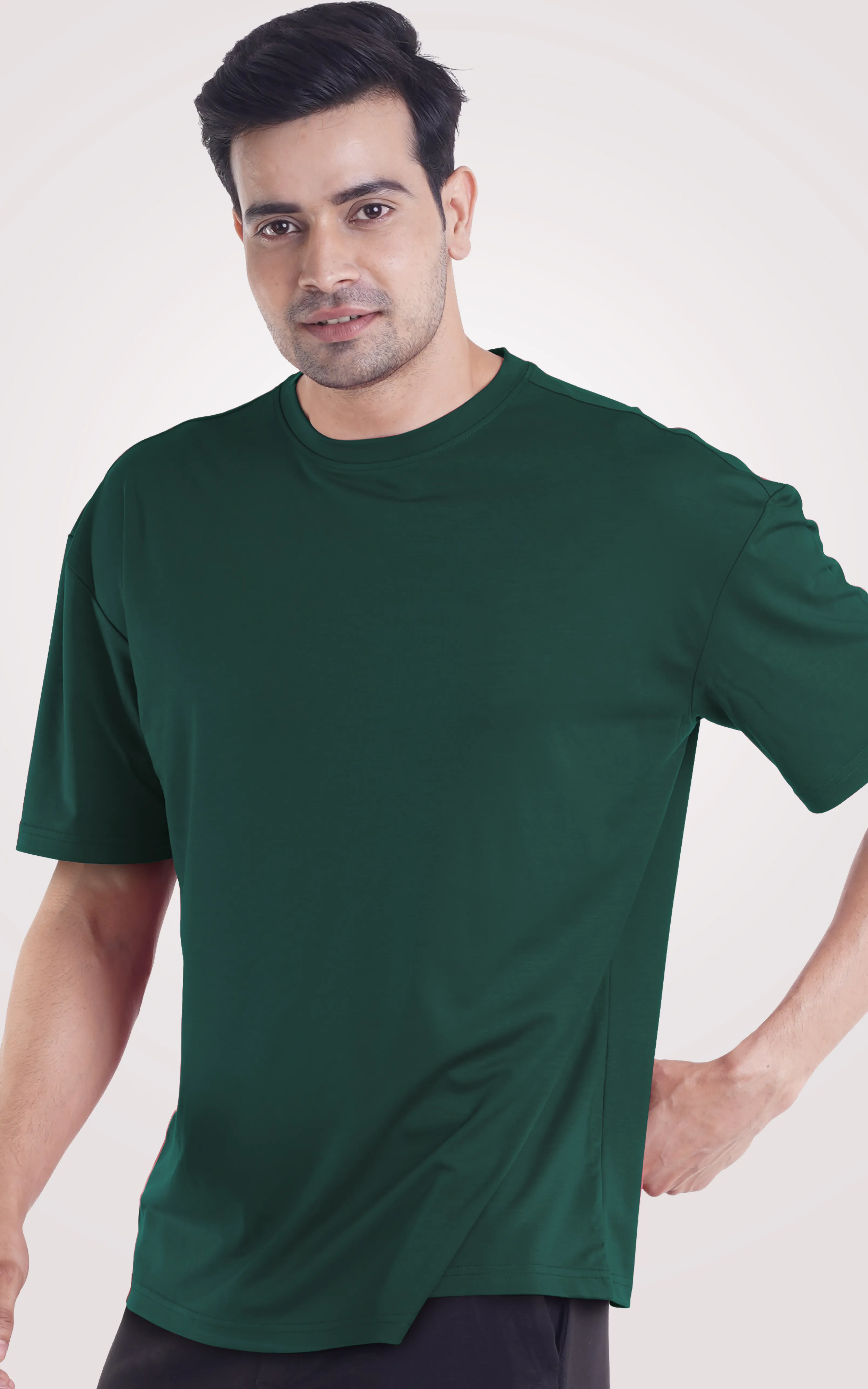 Cooldown plain Dark Green Oversized T-Shirt