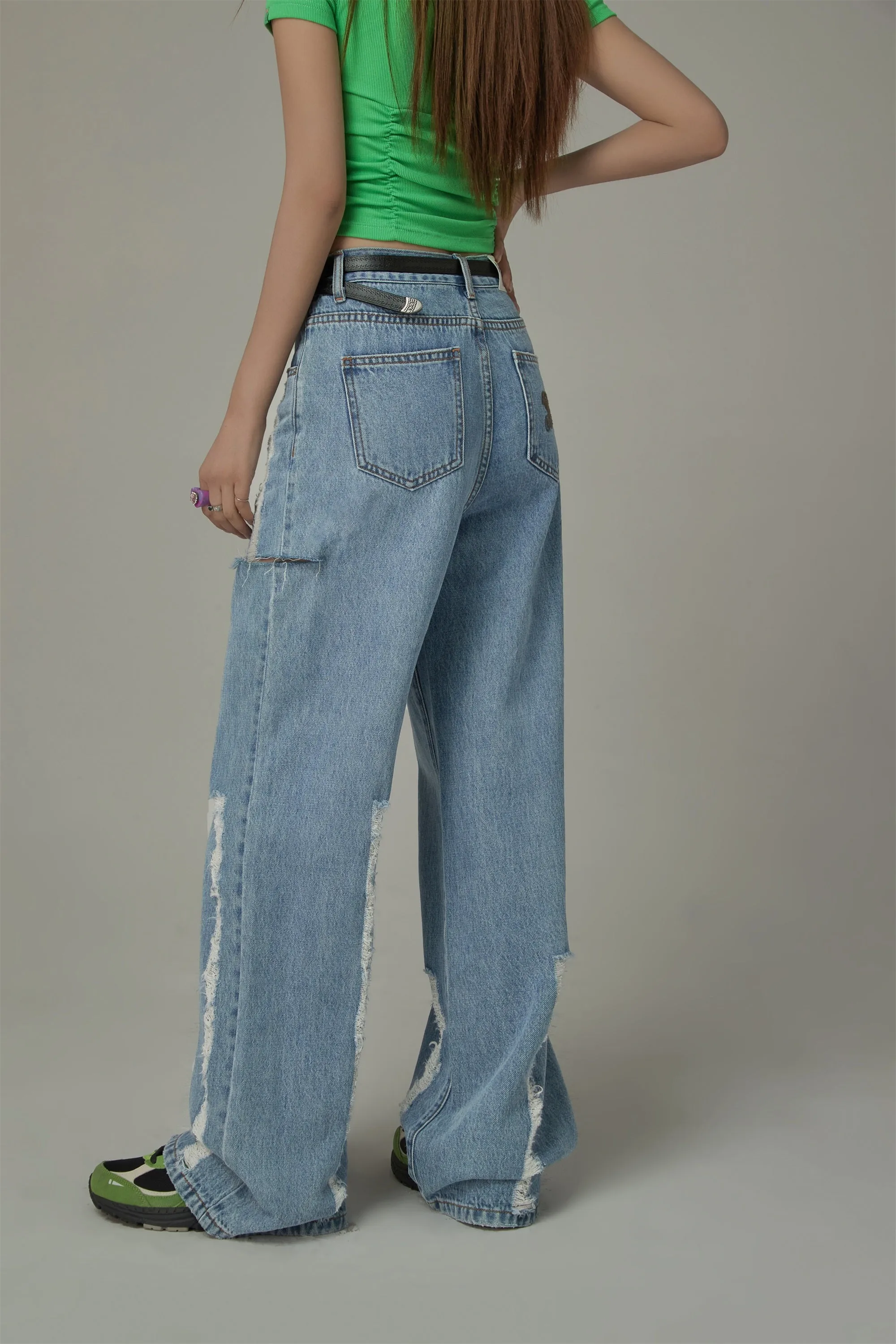 Cotton Denim Straight Pants