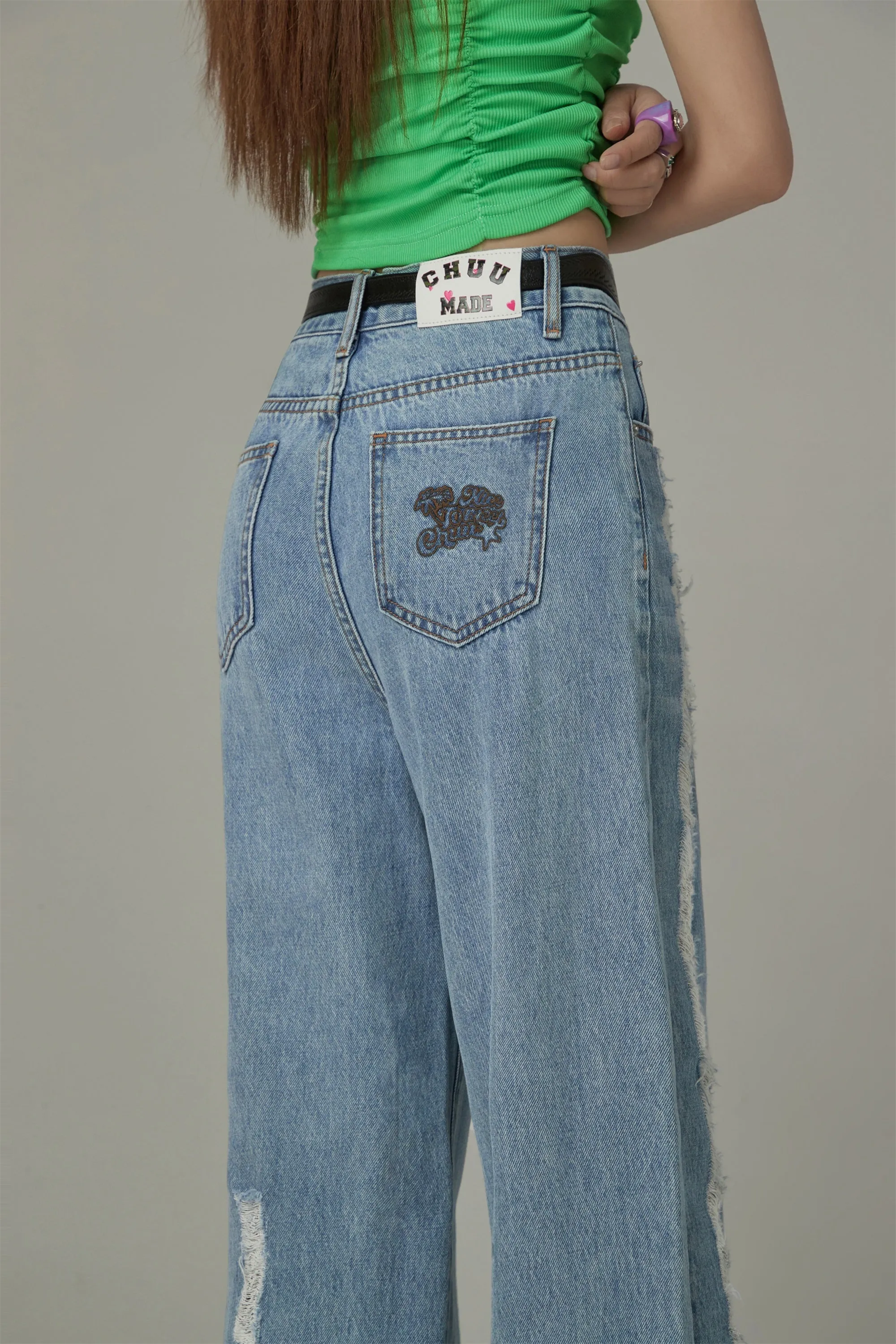 Cotton Denim Straight Pants