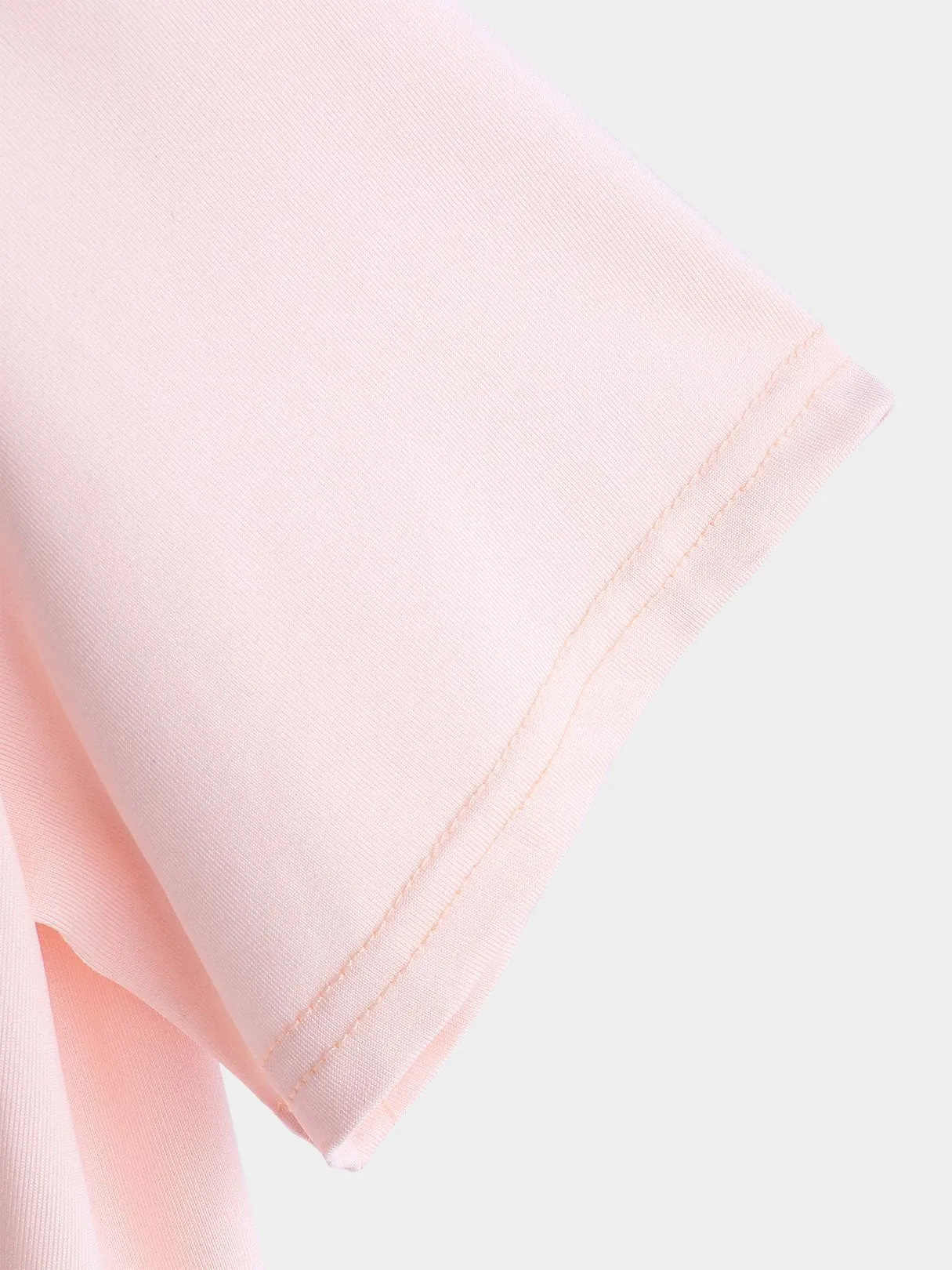 Custom Crew Neck Plain Crossed Front Short Sleeve Pink T-Shirts