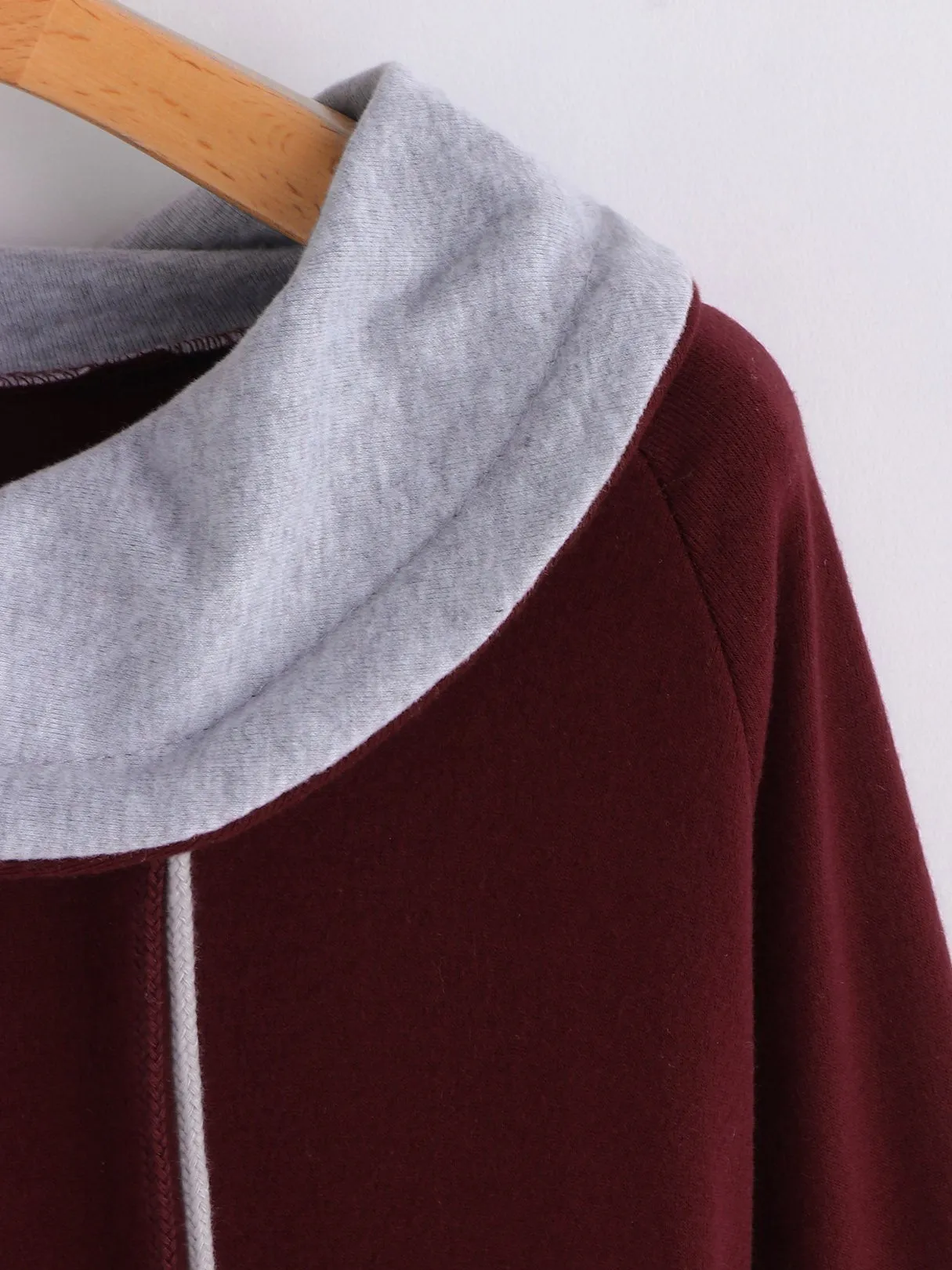 Custom Drape Sagging Plain Side Pockets Long Sleeve Burgundy T-Shirts