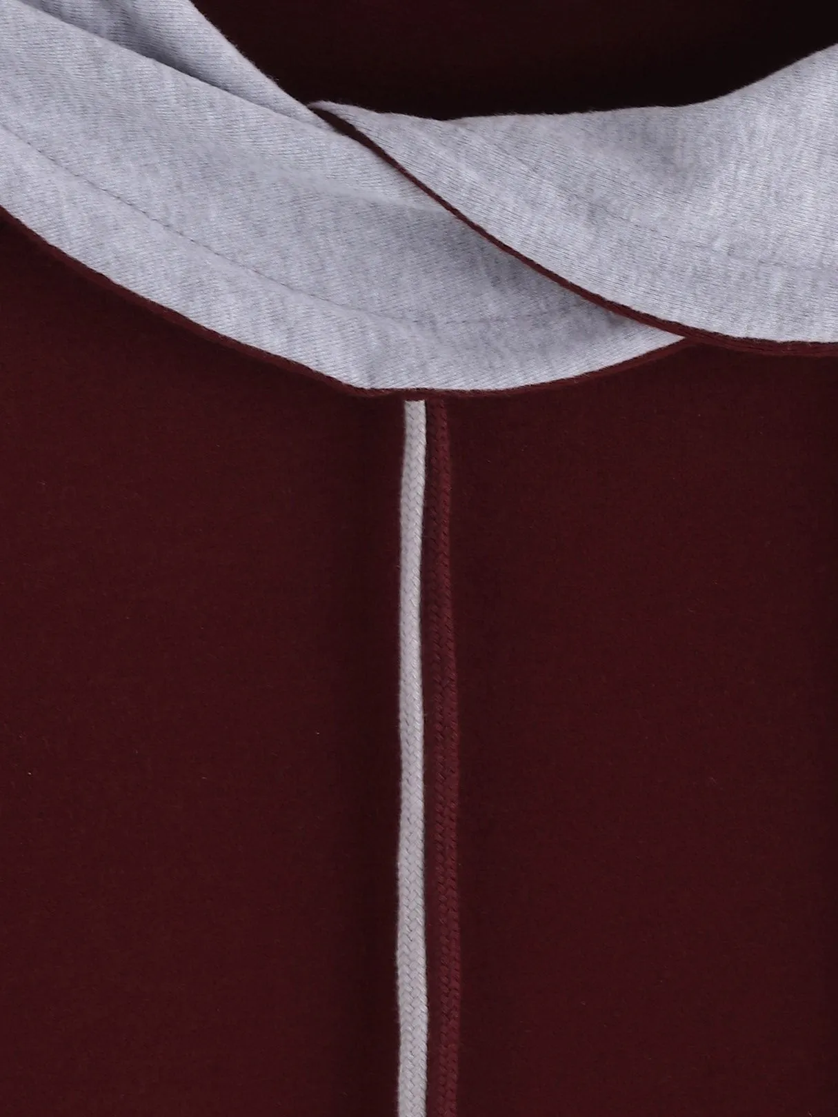 Custom Drape Sagging Plain Side Pockets Long Sleeve Burgundy T-Shirts