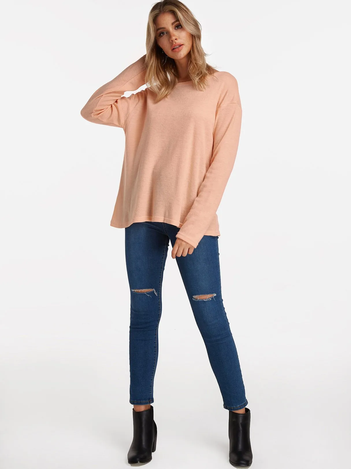 Custom Plain Long Sleeve Round Neck Fashion Tee