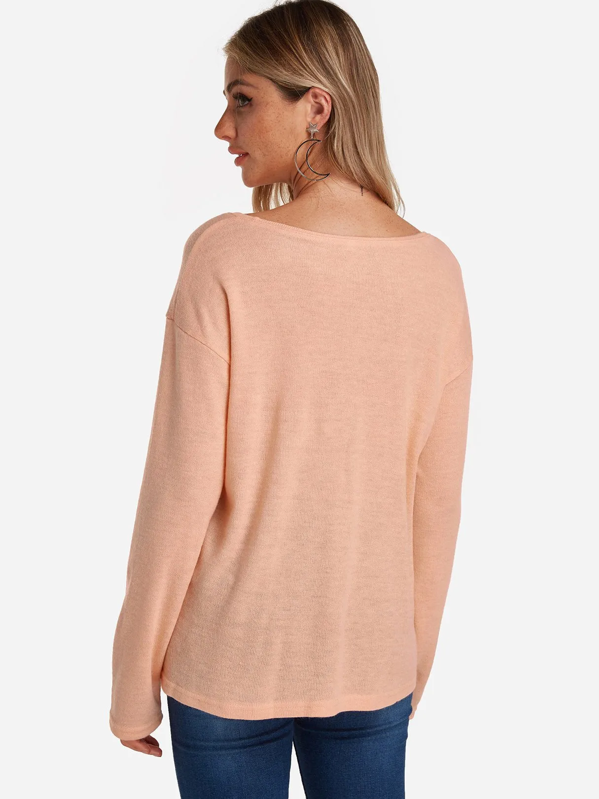 Custom Plain Long Sleeve Round Neck Fashion Tee