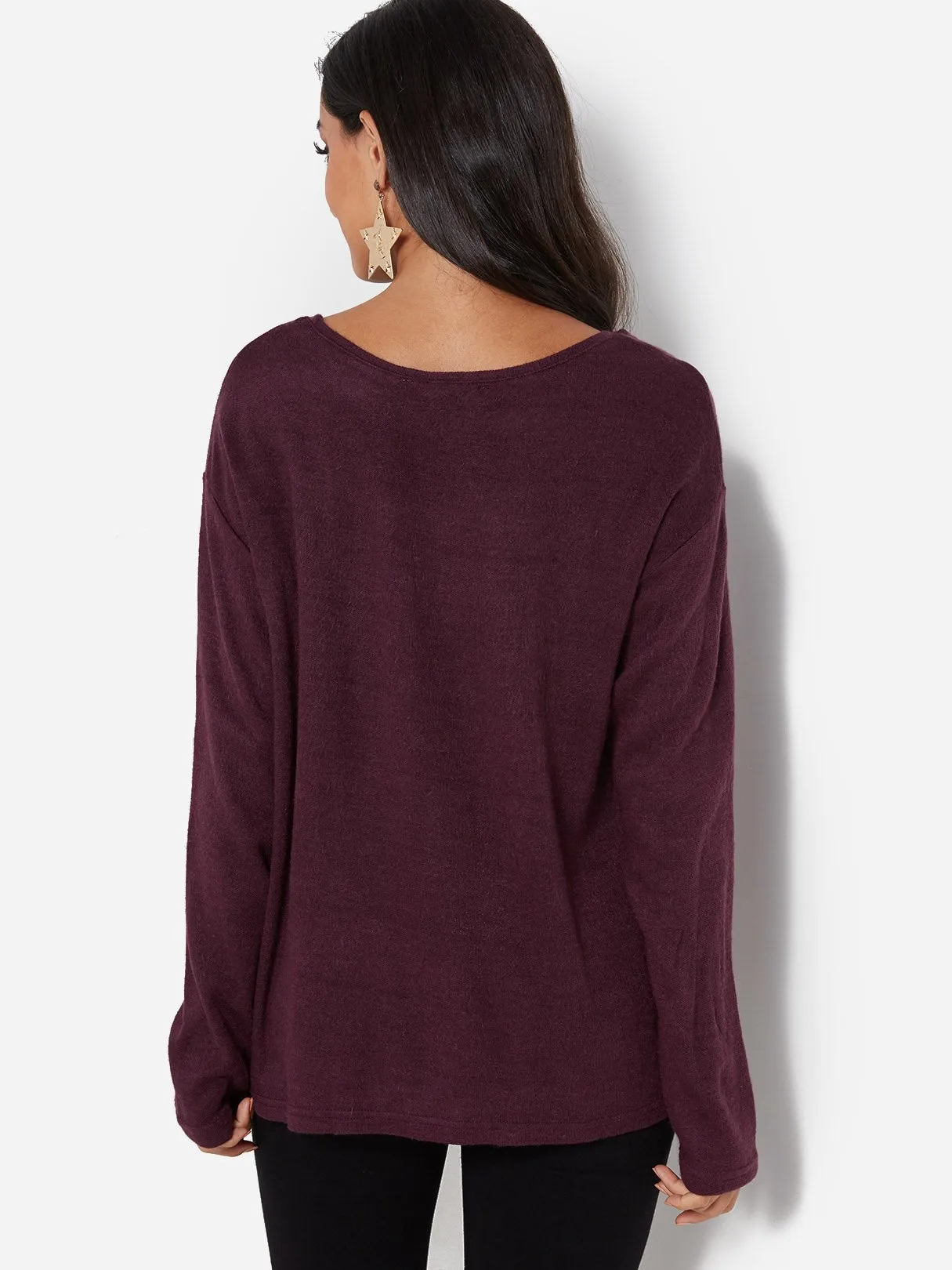 Custom Plain Long Sleeve Round Neck Fashion Tee