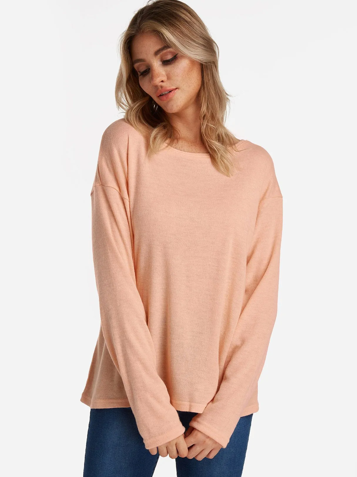 Custom Plain Long Sleeve Round Neck Fashion Tee
