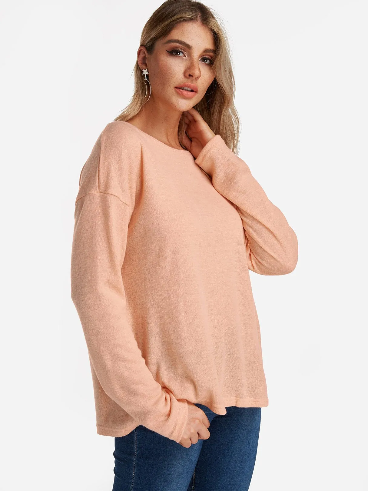 Custom Plain Long Sleeve Round Neck Fashion Tee