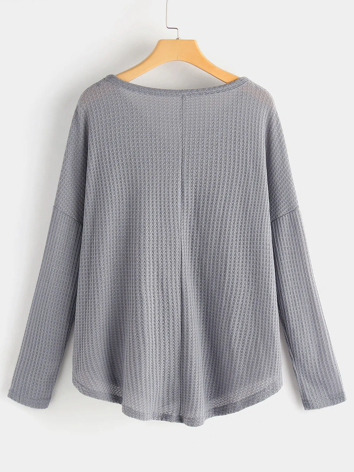 Custom Stripe V-Neck Long Sleeves Button Design T-shirt