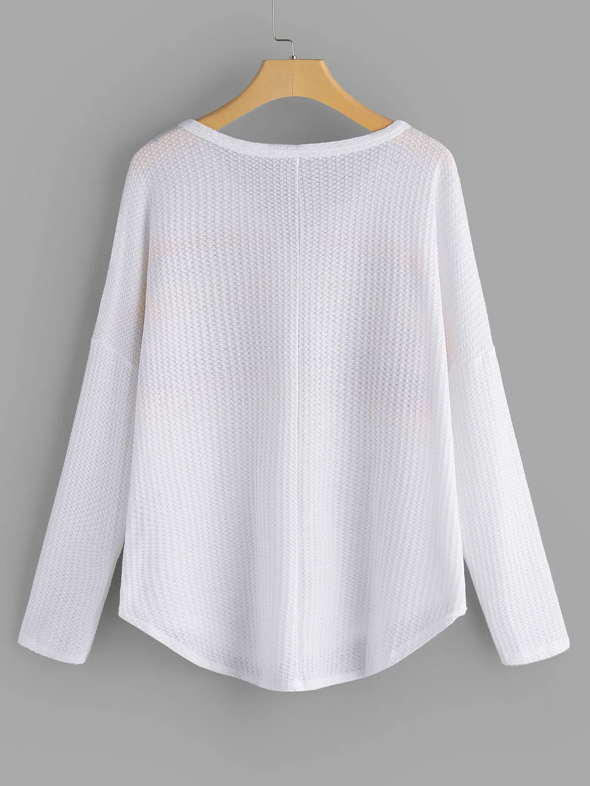 Custom Stripe V-Neck Long Sleeves Button Design T-shirt