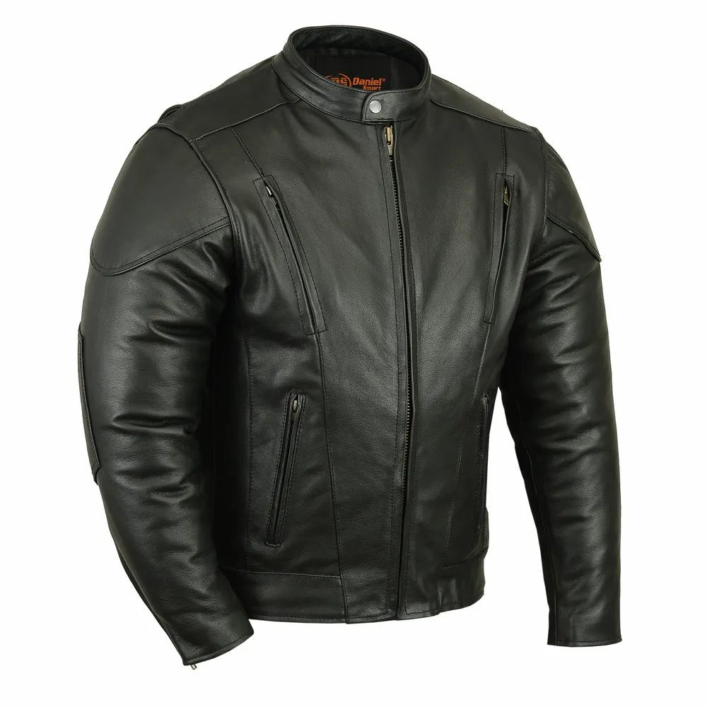 Men’s Black Vented Motorcycle Jacket with Plain Sides