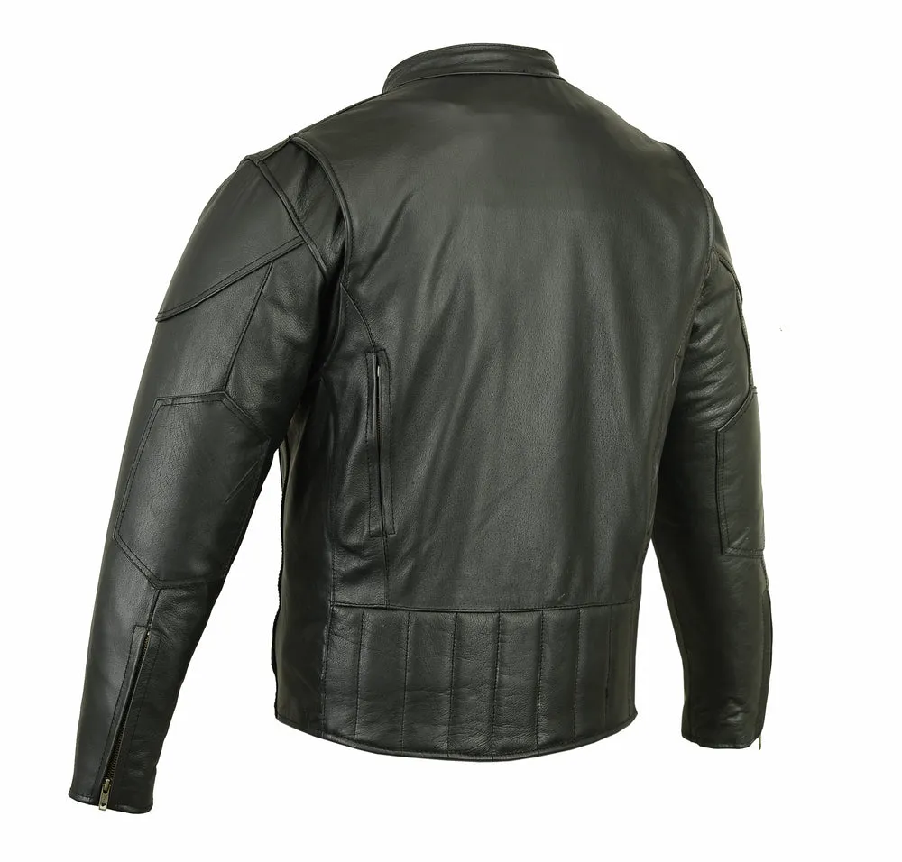 Men’s Black Vented Motorcycle Jacket with Plain Sides