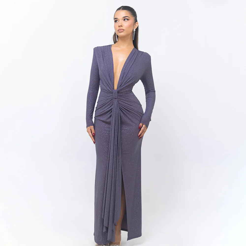Monica | Glitter V-Neck Maxi Dress
