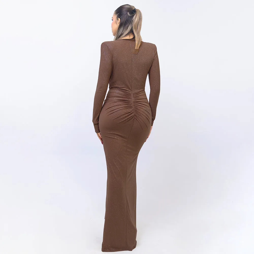 Monica | Glitter V-Neck Maxi Dress