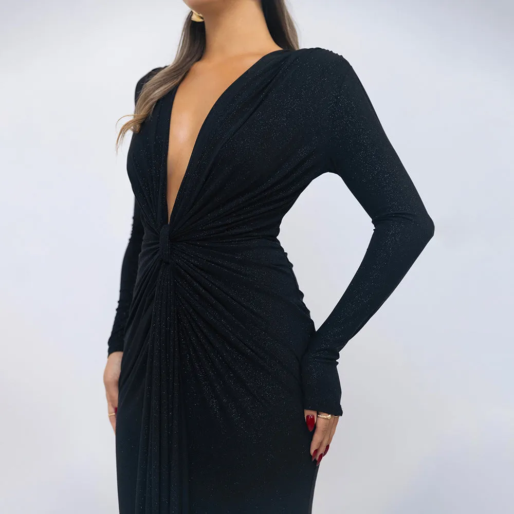 Monica | Glitter V-Neck Maxi Dress