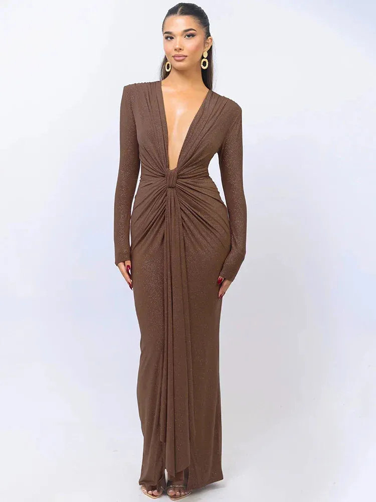 Monica | Glitter V-Neck Maxi Dress