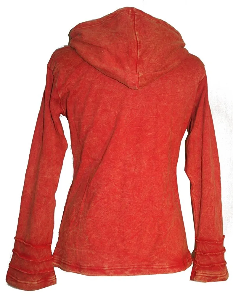 RJ 319 Rib Asymmetrical Patch Cotton Bohemian Insulated Hoodie Jacket