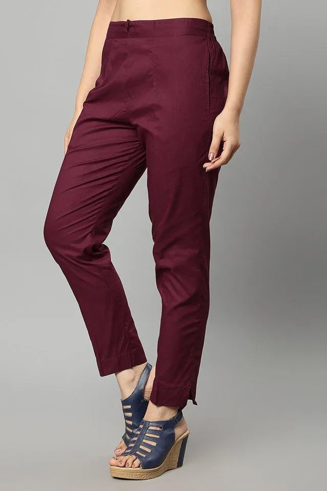 Straight Fit Wine Drainpipe Pants