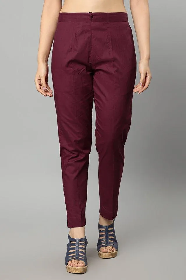 Straight Fit Wine Drainpipe Pants