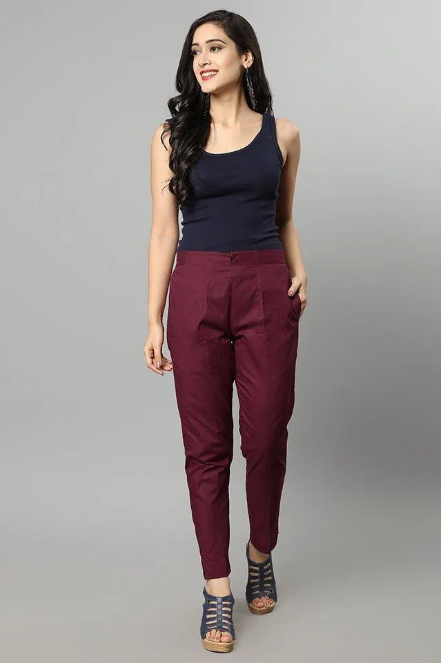 Straight Fit Wine Drainpipe Pants