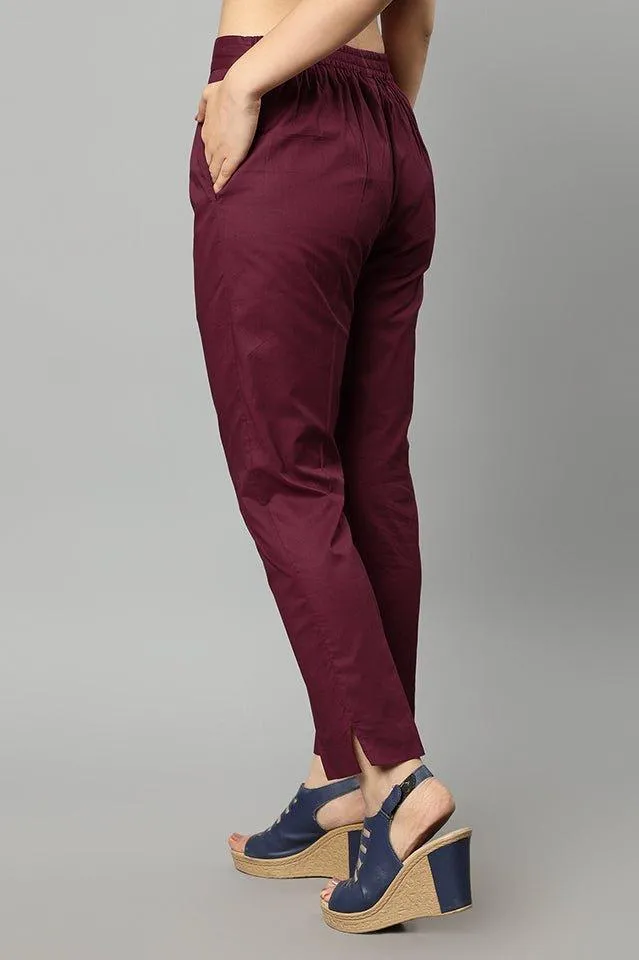 Straight Fit Wine Drainpipe Pants