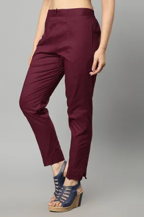 Straight Fit Wine Drainpipe Pants