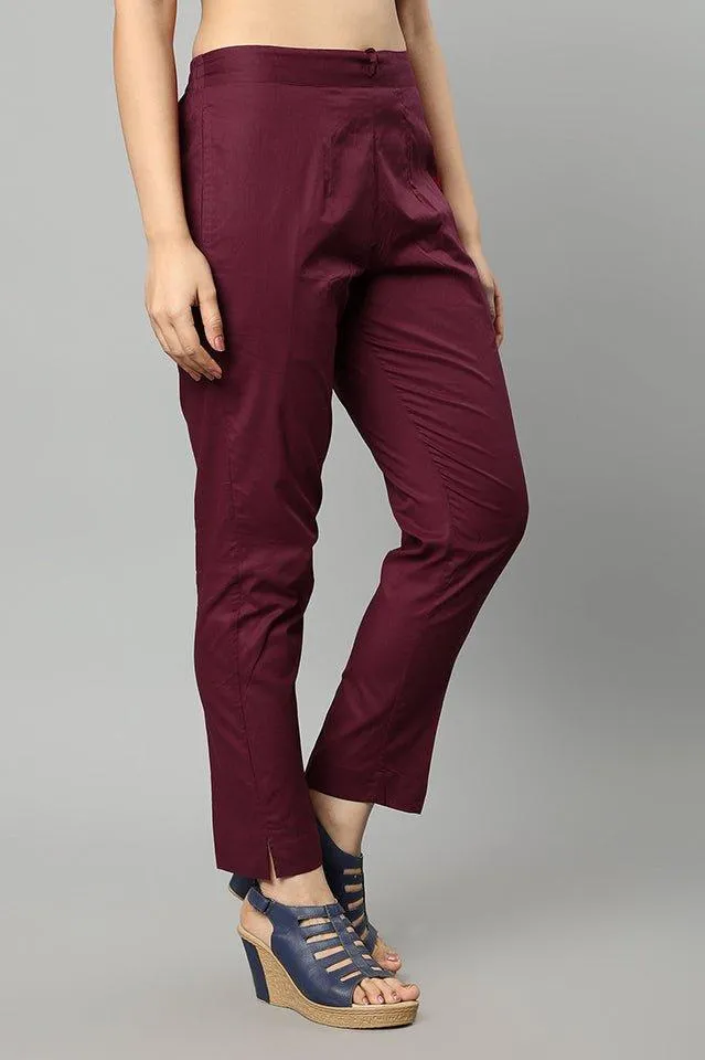 Straight Fit Wine Drainpipe Pants