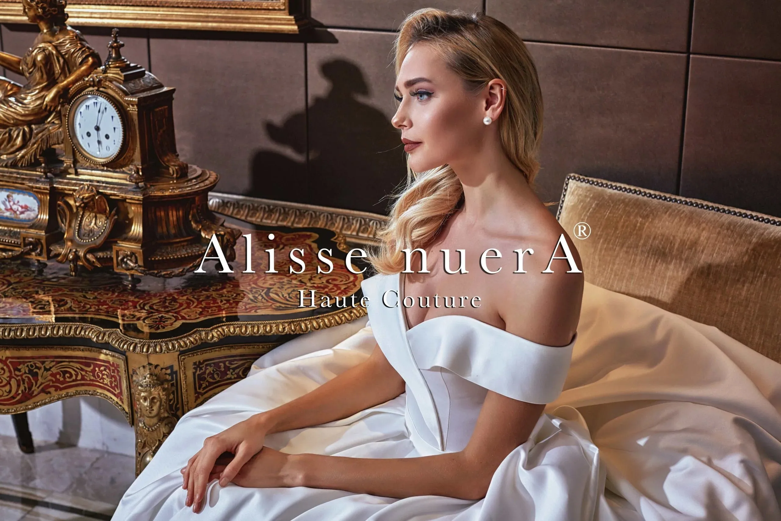 Winter White Satin A Line Cut Bridal Dress